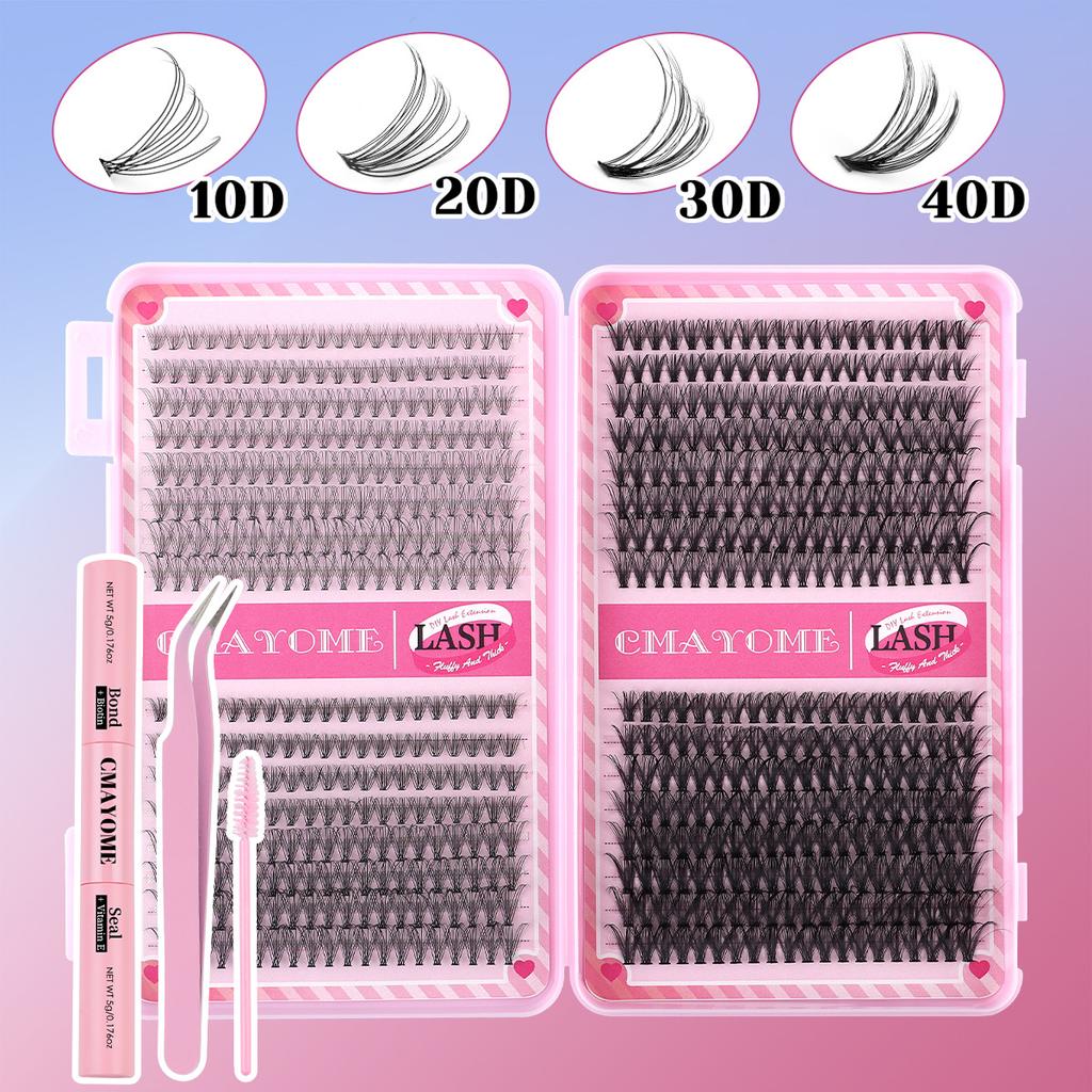 640 Tufts Of D-Curve Single Tufts Of False Eyelashes 10-16Mmdiy Dense Natural Segmented Grafting