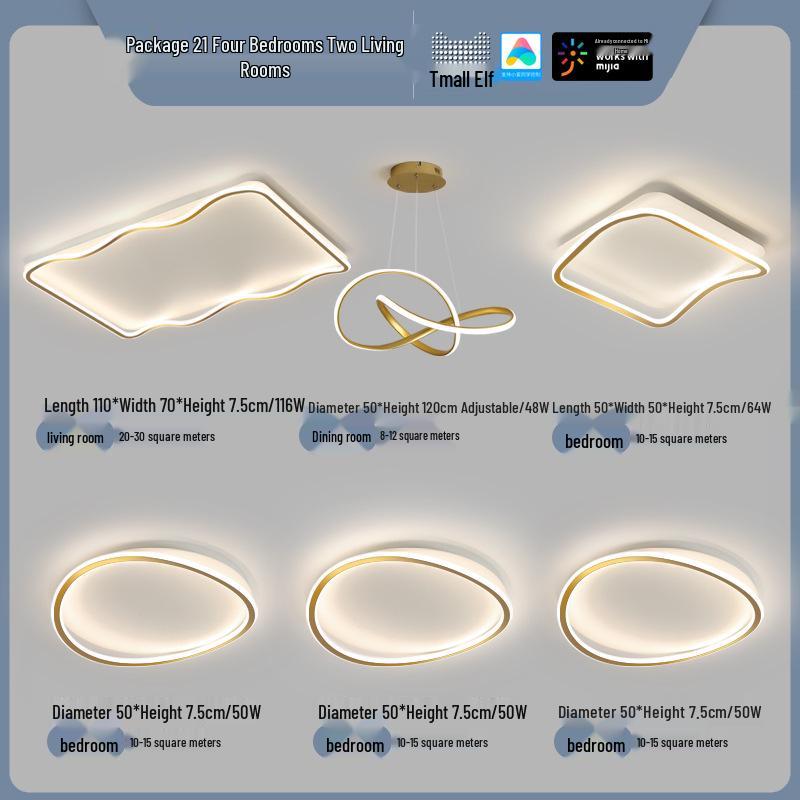 Smart Voice-Controlled Modern Ceiling Light Set for Living Room