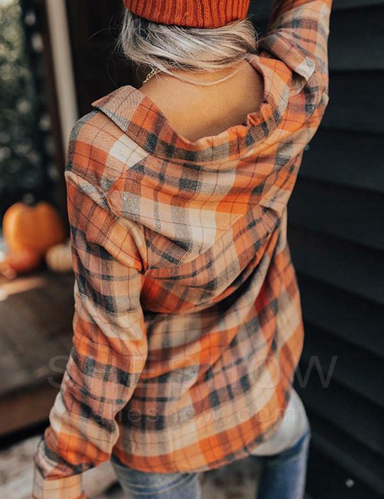 Dámská kostkovaná košile s dlouhým rukávem - Podzimní a jarní bestseller