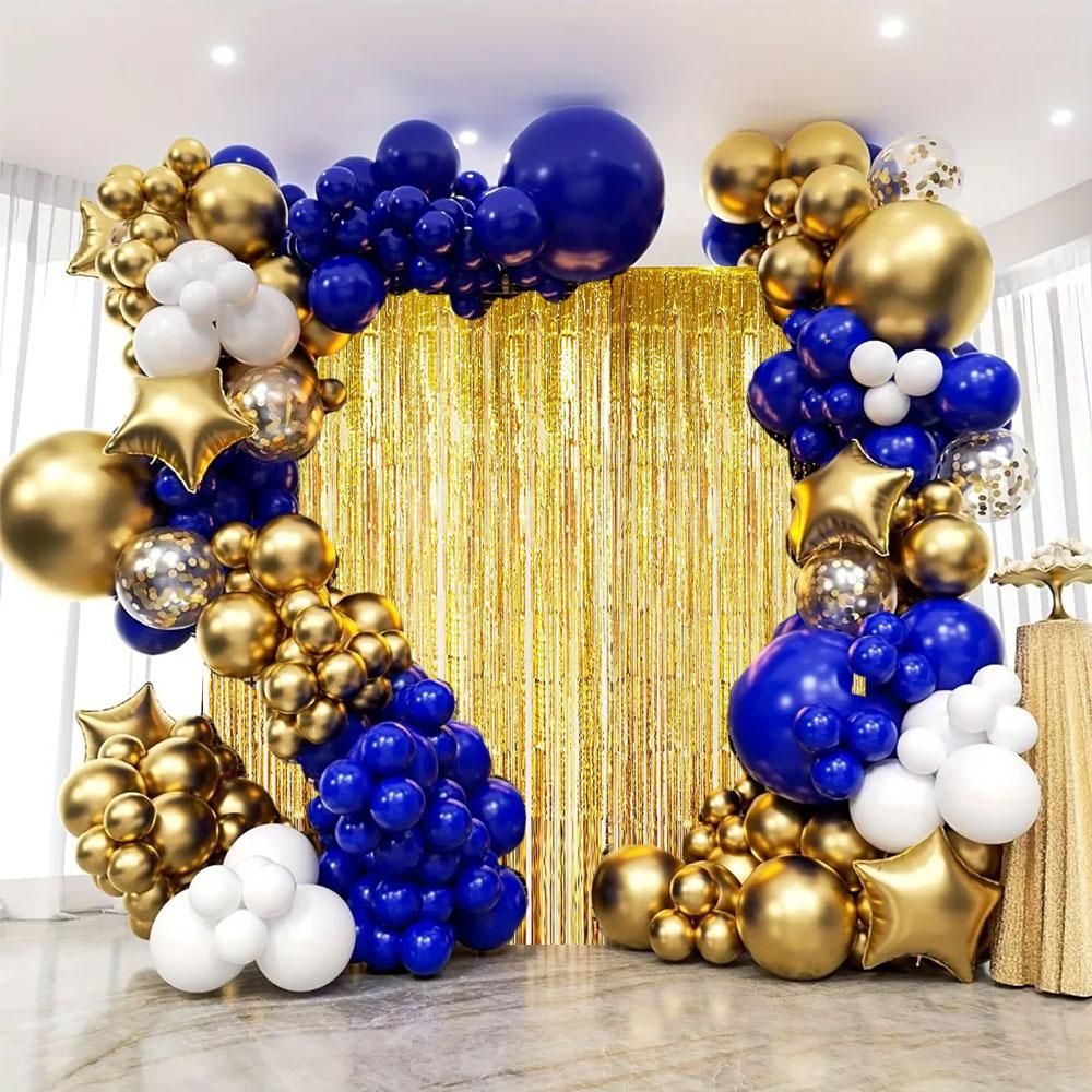 Royal Blue Gold Balloon Arch Wreath Set, Outdoor Proposal Bachelorette Party Birthday Wedding Valentine's Day Decoration