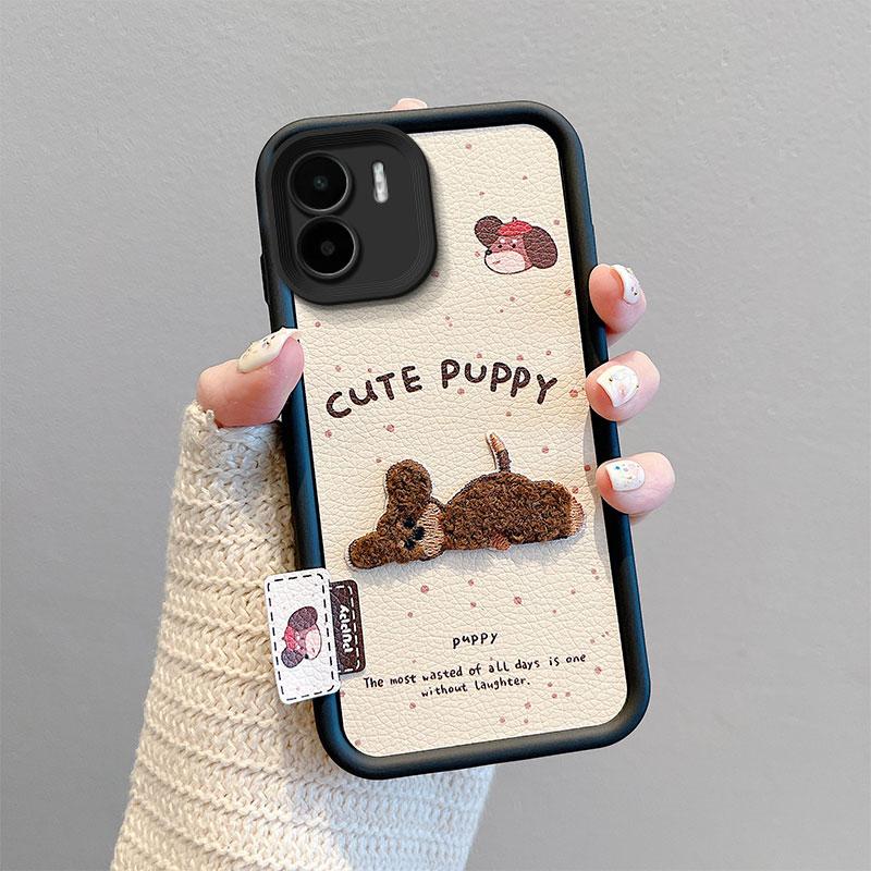 KEYSION Cartoon Cute Plush Embroidery Case for Redmi A2 A1 with Lanyard Silicone Shockproof Phone Cover for Xiaomi Redmi A1 A2