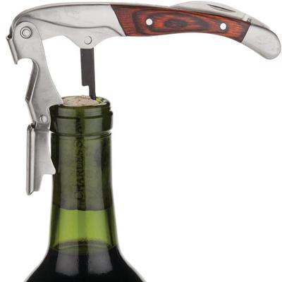 Wood Handle/stainless Corkscrew Double Hinge Waiters Wine Key Bottle Opener