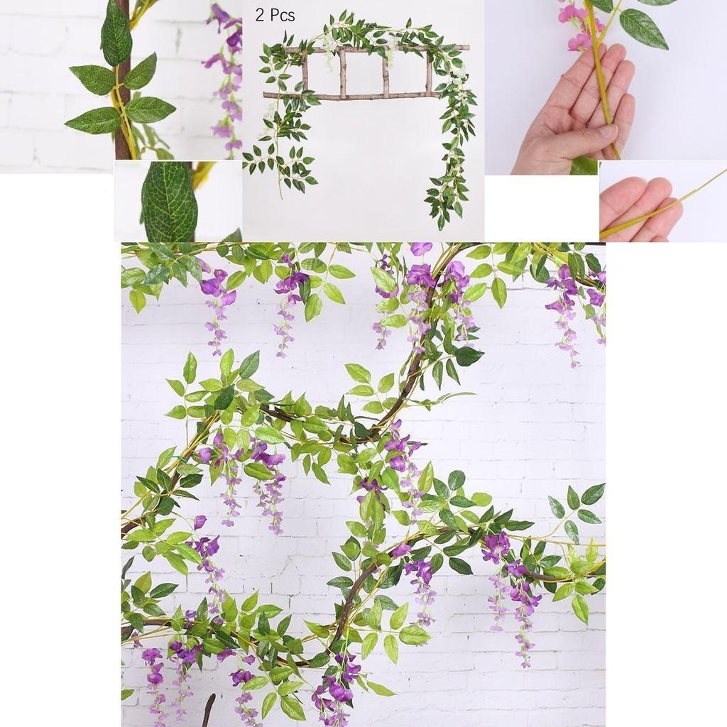 Exquisite 2x Artificial Wisteria Flower Vine Ideal For Elegant Indoor And Outdoor Decoration
