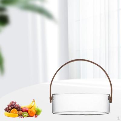 Glass Serving Tray with Handle Round Dried Basket Kitchen Supply for Parties Decor