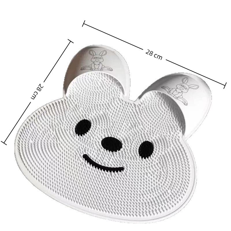

1pc Rabbit Bathroom Shower Anti Slip Mat Circular Massage Foot Mat Back Suction Cup Foot Scrubber Anti Fall Device 3color белый