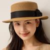 Flat Top Hat Women's Summer Straw Hat Seaside Beach Sunshade Hat