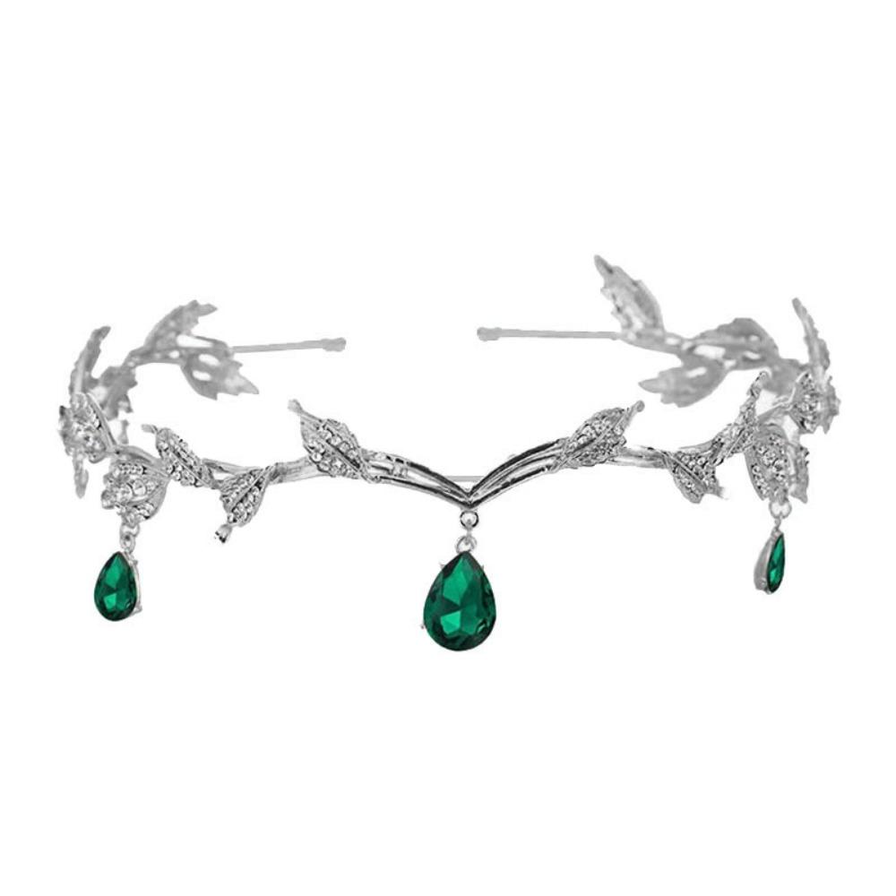 Liście Elficka Tiara Tiara z Cyrkoniami Bandana Styl Vintage Korona Wróżki Kobiety