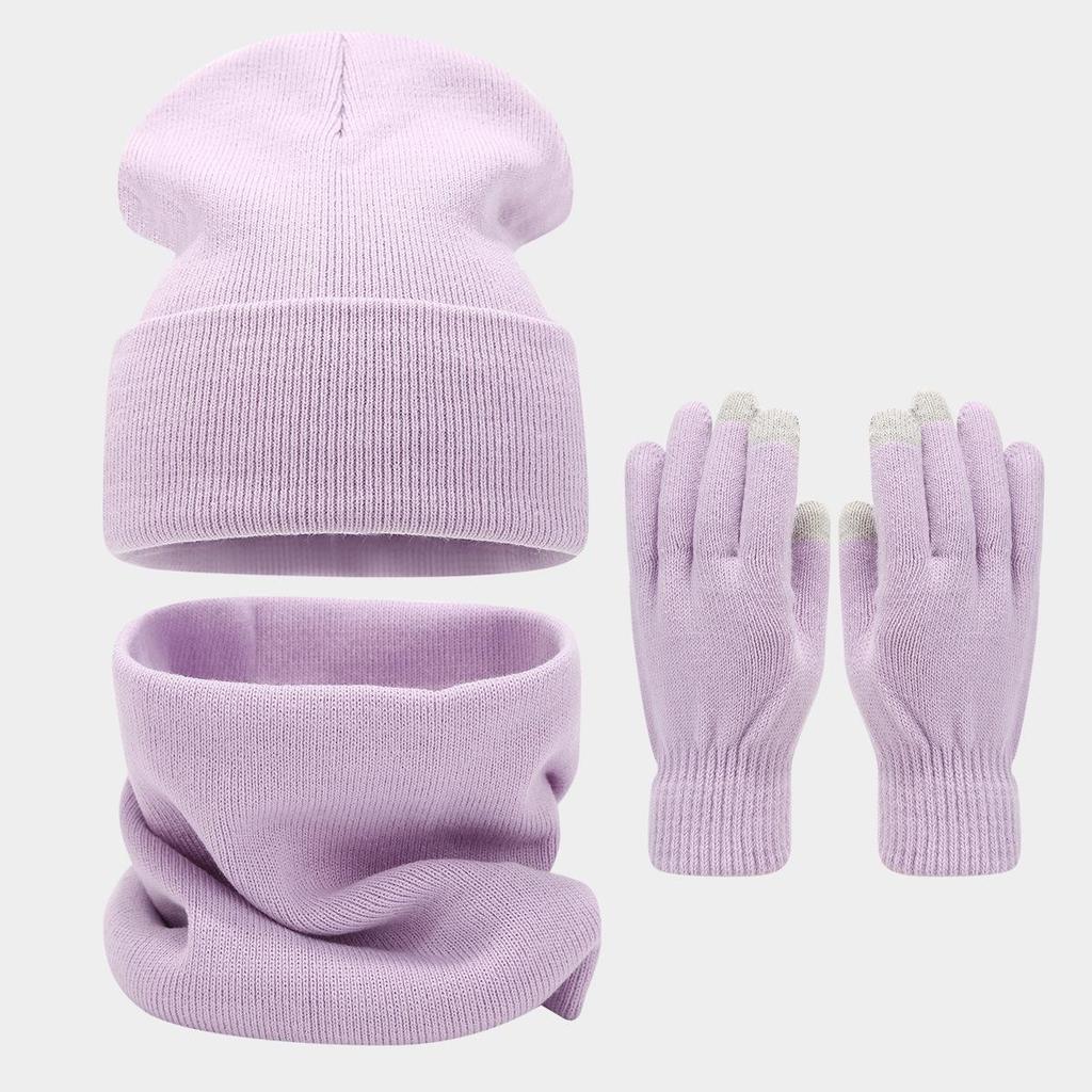 Trendy Oversized Hat, Scarf, and Gloves Set: Winter Outdoor Warmth with Face-Slimming Design