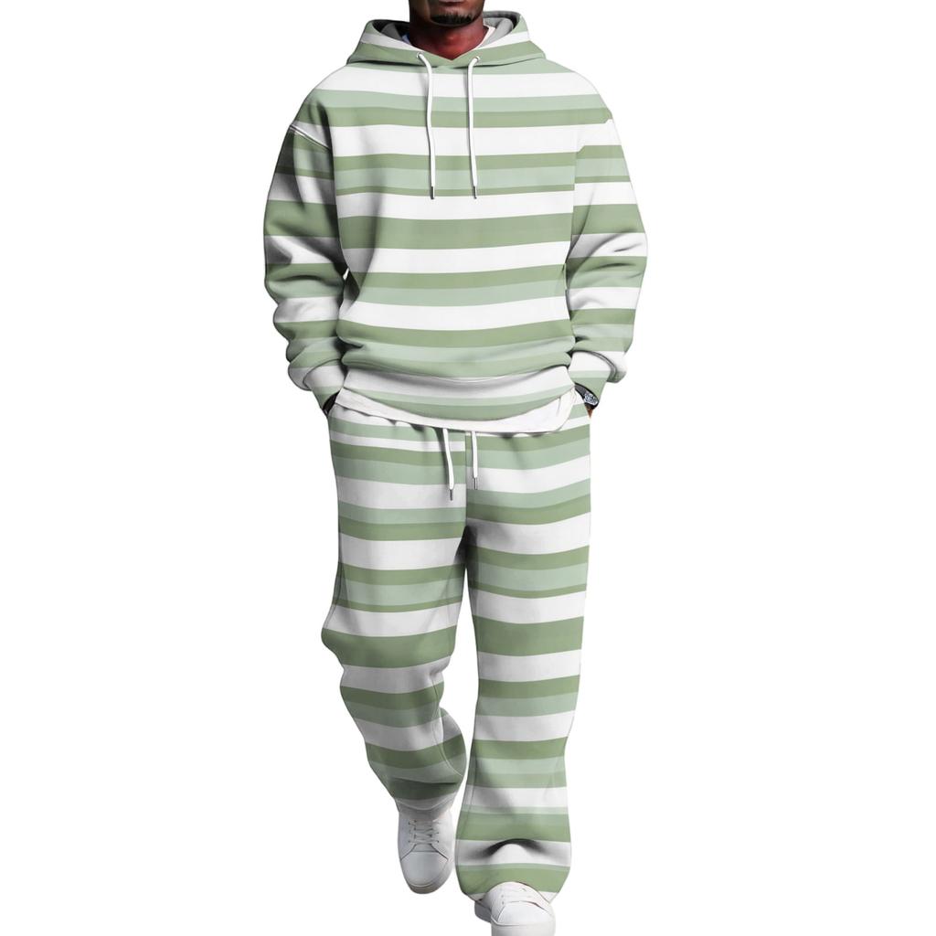 Completo casual da uomo con felpa con cappuccio a strati e pantaloni cargo con elastico in vita