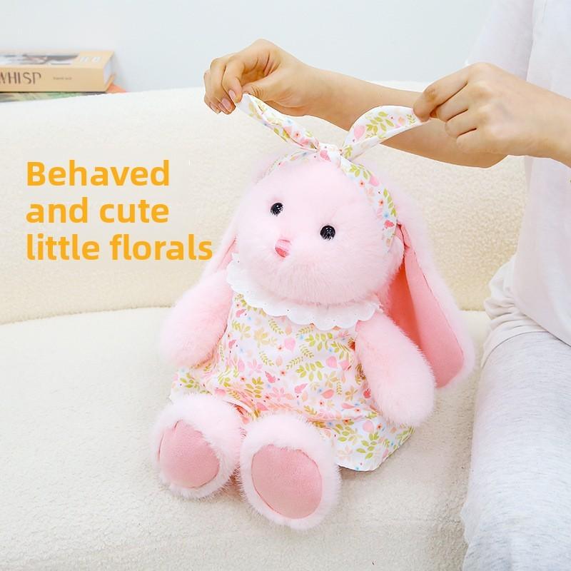 Plush Adorable Rabbit Toy With Floral Skirt For Kids Room Decor And Gift