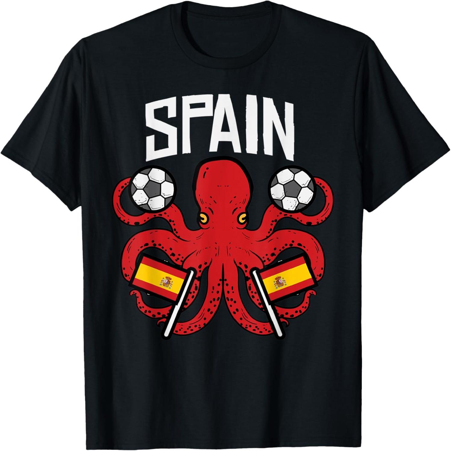 Spain Octopus Spanish Flag Soccer Fan Men Women Kids Boys T-Shirt S разноцветный
