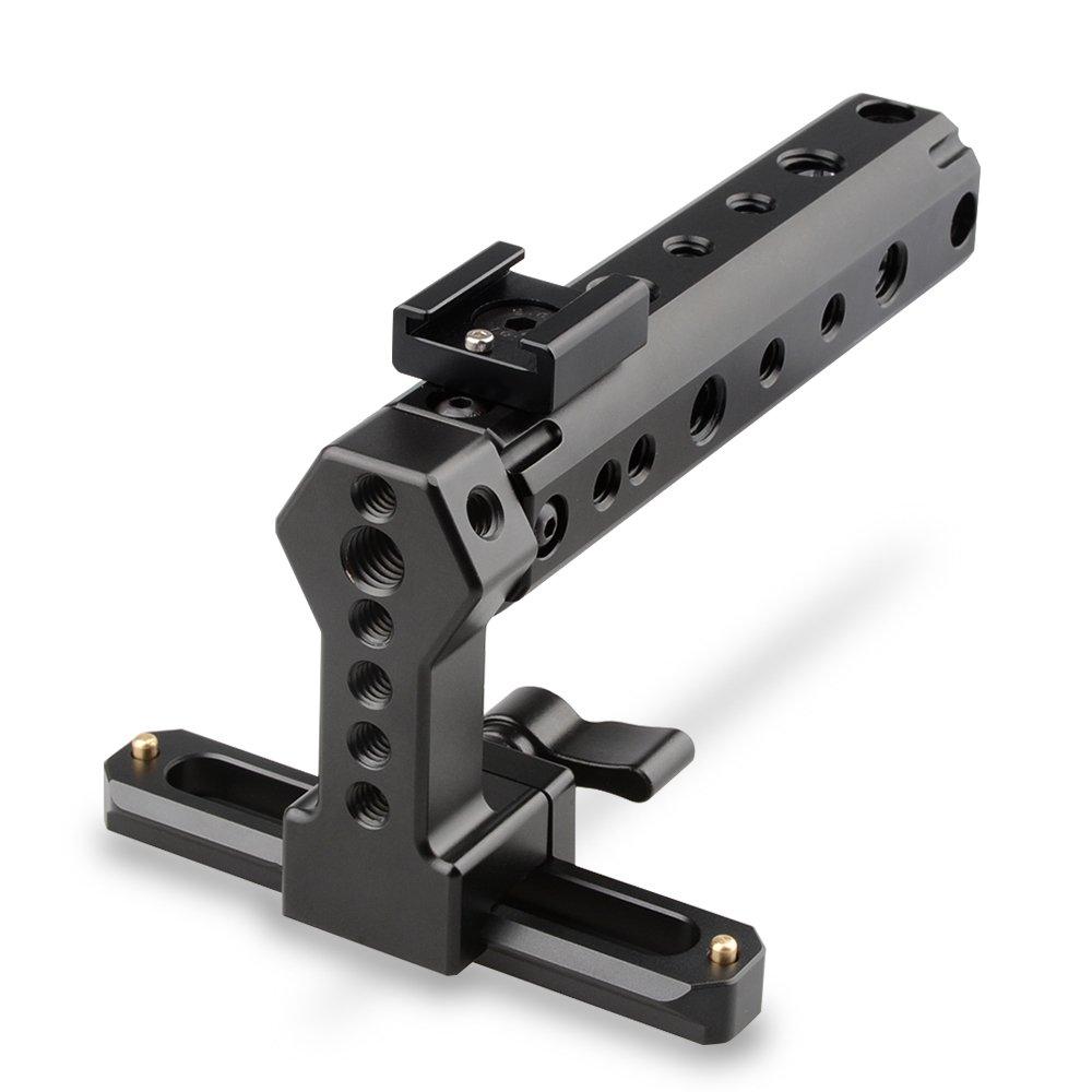 CAMVATE QR Cheese Handle Camera Grip, 100mm NATO Rail with 1/4" and 3/8" Threads and Shoe Mount, Black
