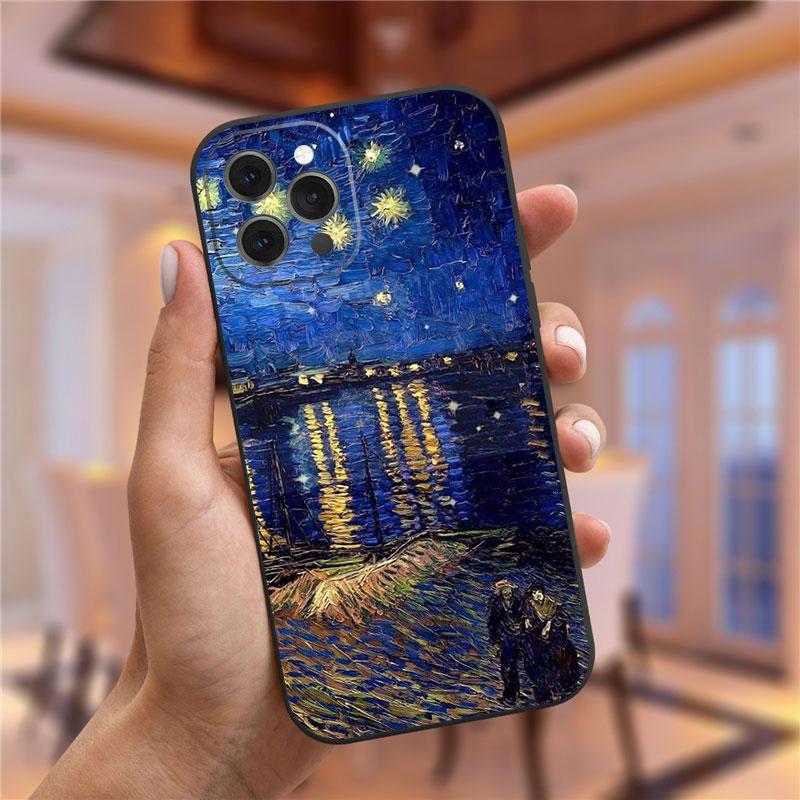 Vincent Van Gogh Starry Night Flower Phone Case For Iphone 13 12 11 Pro Max Mini X XR XS 8 7 6S Plus Mona Lisa David Soft Cover