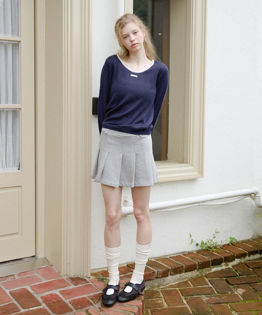 LETTER FROM MOON U-Neck Two-Way Knit (Navy)