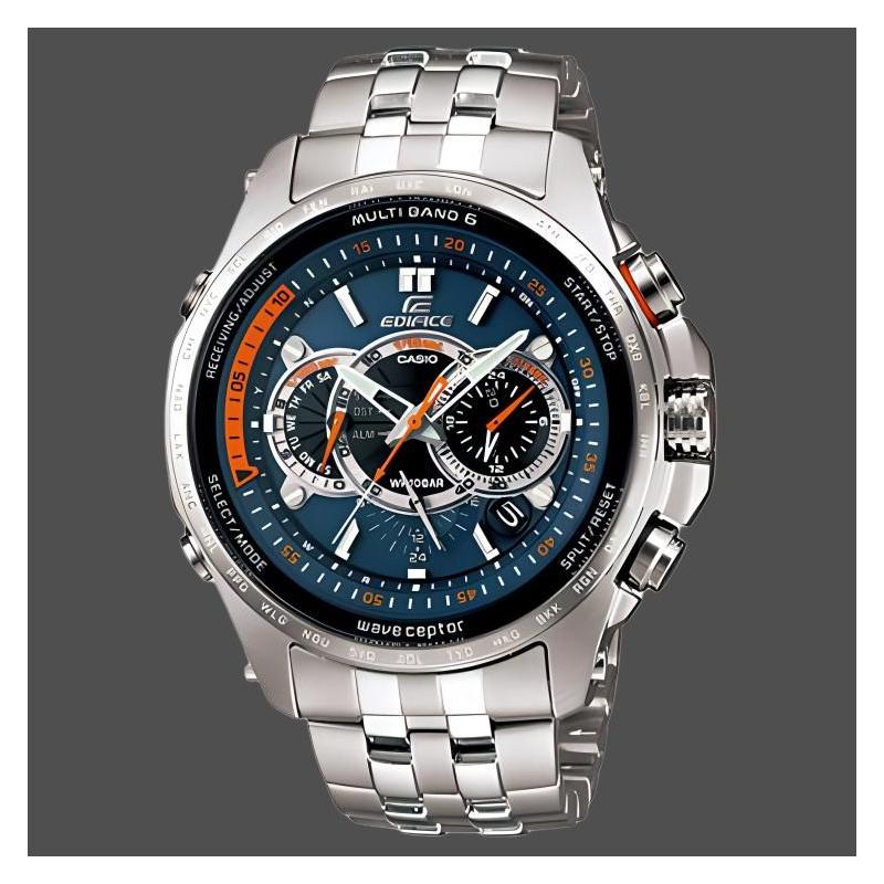 Casio EDIFICE Simple Business Casual Blue and Red Contrast Color Solar Powered Six Bureau Radio Classic Pointer Four Eyes and Eight EQW-M710D-2A