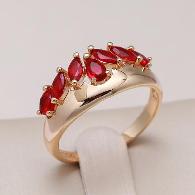 New  Rose Gold Ring For Women Unusual Red Natural Zircon Ethnic Bride Ring Vintage Wedding Jewelry Accessories