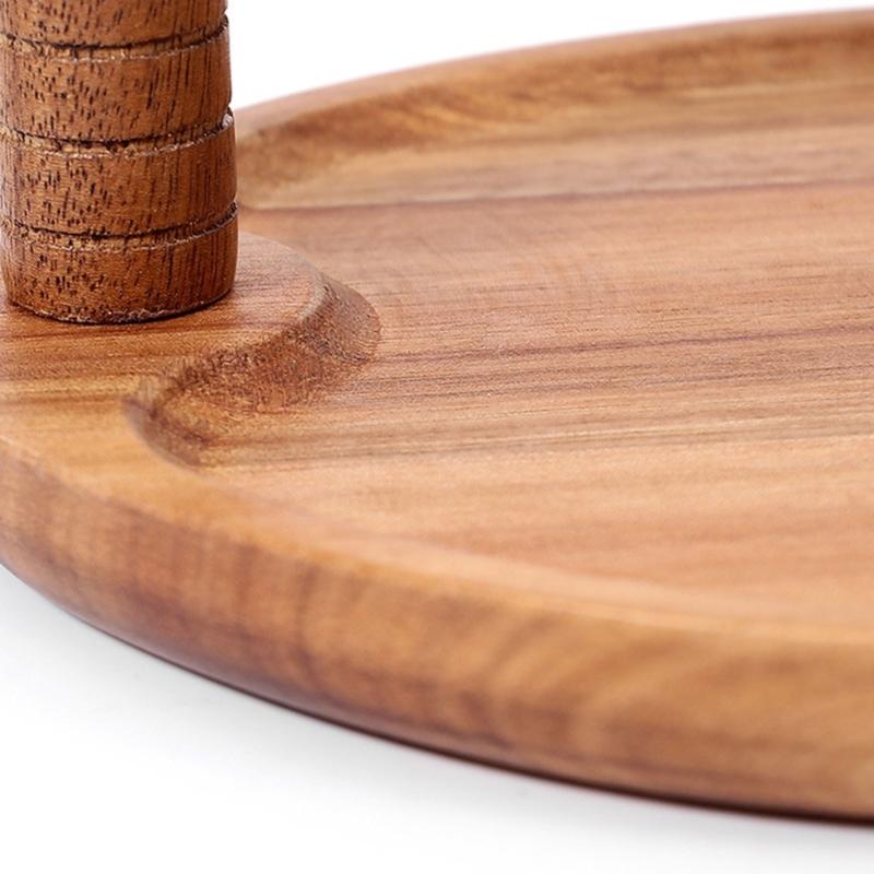 Entryway Key Holder Stand with a Warm Brown Wood Look, 5 Separate Arms, and a Catchall Tray for Frequently Used Personal Accessories