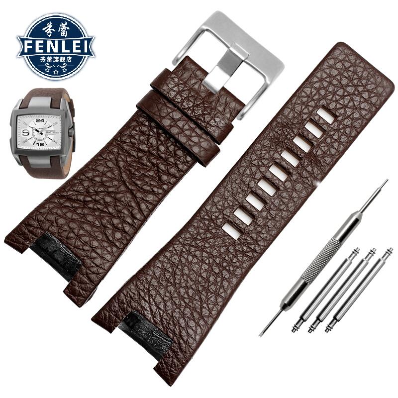 Echtes Lederarmband für Diesel DZ1216 DZ1273 DZ4246 DZ4247DZ287 Kerbe Armband Herren-Uhrenarmbänder Armbanduhren 32×17MM Armband