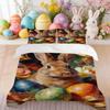 Bedding Pillowcase Quilt Cover 3-Piece Bunny With Gorgeous Egg Flower Pattern,Easter Decoration