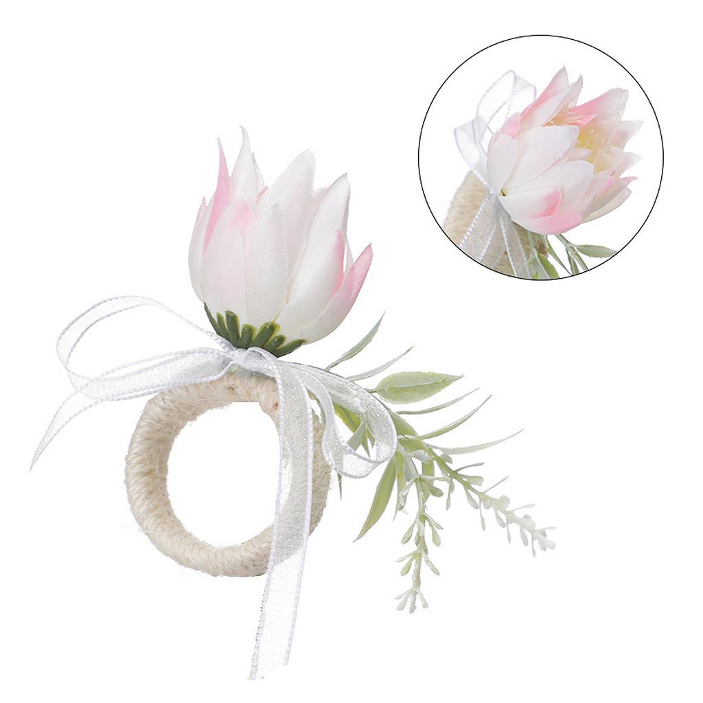 Floral Napkin Ring Artificial Flower Dinner Napkin Holder for Table Decoration Wedding Picnics Banquet Birthday