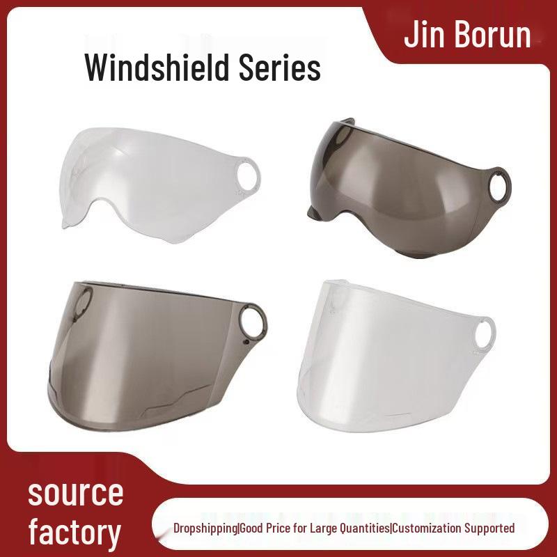 

Motorcycle & Electric Vehicle Summer Windproof Half Helmet with Face Shield and Goggles A6 Short Brown