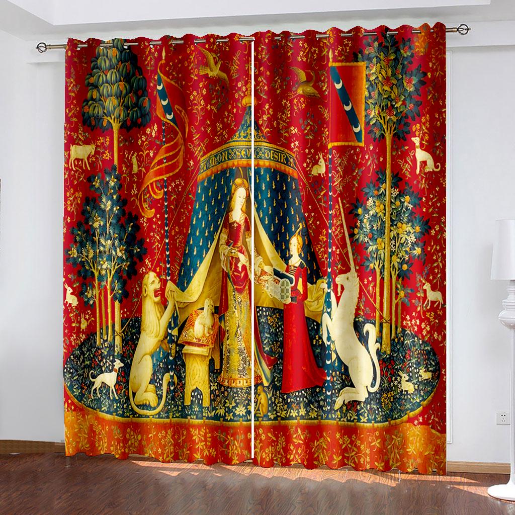 

Древний Египет Шторы Детские Подростковые Ретро Затемняющие Шторы Затемняющие Драпировки для Гостиной Декор 2 Панели Cotinas De Sala W132cm x H160cm&Grommet