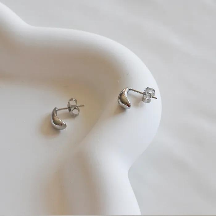 _FF90A Surgical Steel Mini Drop Teardrop Earrings