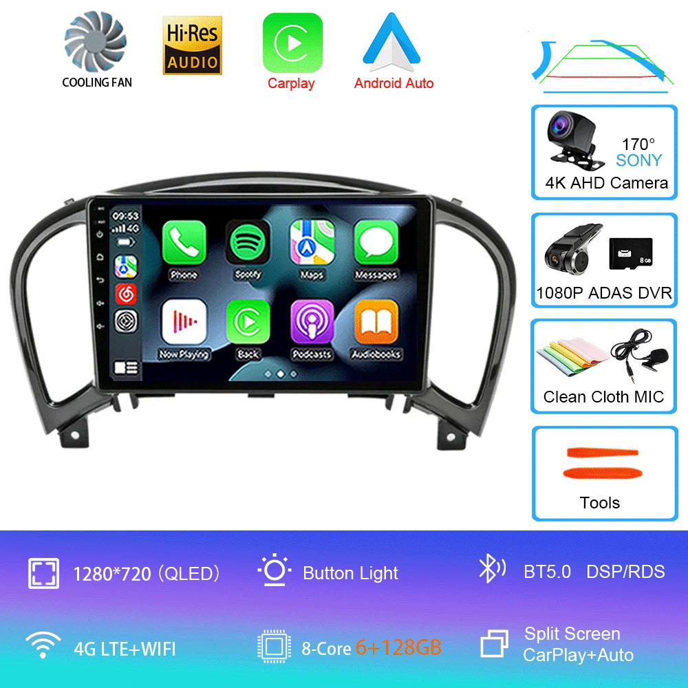 Android 14 Video Player Carplay Auto For Nissan Juke YF15 2010 - 2014 Multimedia Car Radio WIFi+4G DSP 2 DIN Touch Screen