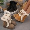 2025 Women's Fleece-Lined Sheepskin Snow Boots - Thick Sole & Height-Increasing, Warm & Furry for Autumn/Winter.