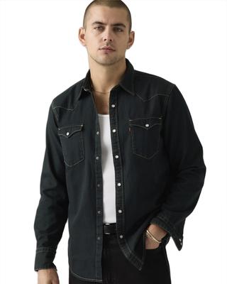 BARSTOW WESTERN Long Sleeve Denim Shirt 85744-0114 US XS