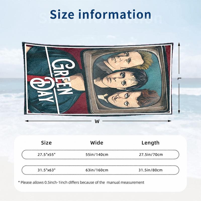 Green day Microfiber Beach Towel Quick Dry Sand Free Lightweight Beach Towels for Travel Swimming Camping