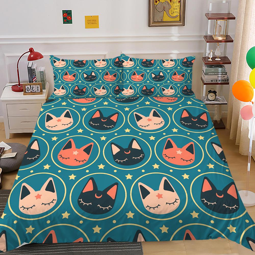 Cute Cartoon Animal Series Bedding Two Or Three-Piece Set Polyester Digital Printing EU single 135*200