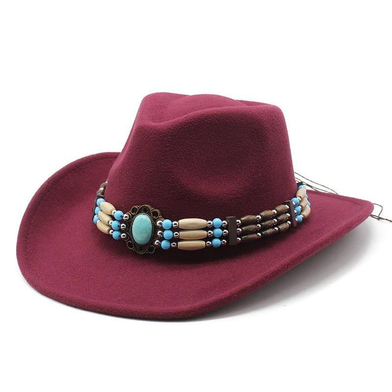 Spring Men'S And Women'S Riding Woolen Felt Hats Western Cowboy Hats British Classic Retro Wide-Brimmed Top Hats