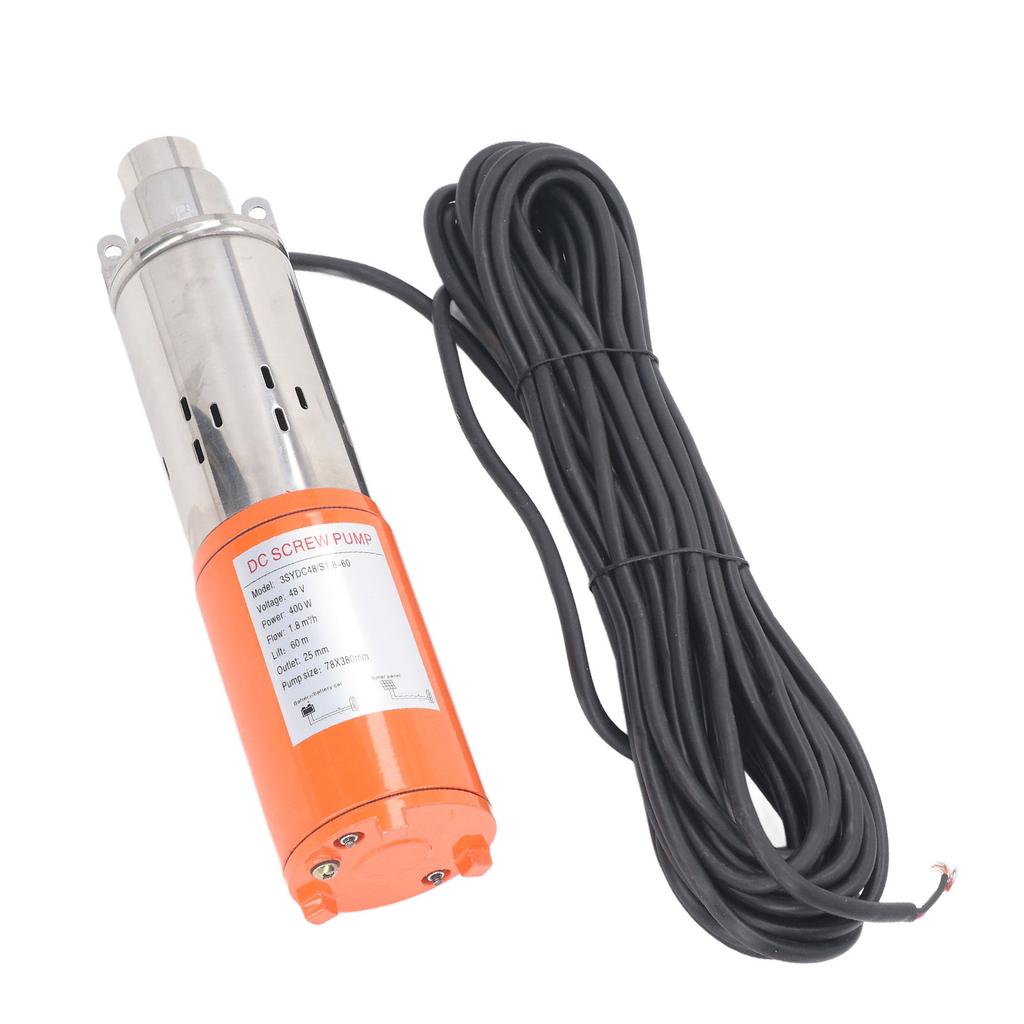 Submersible Solar Stainless Steel Screw Pump 48V 400W 65m 1.8m³Celsiush