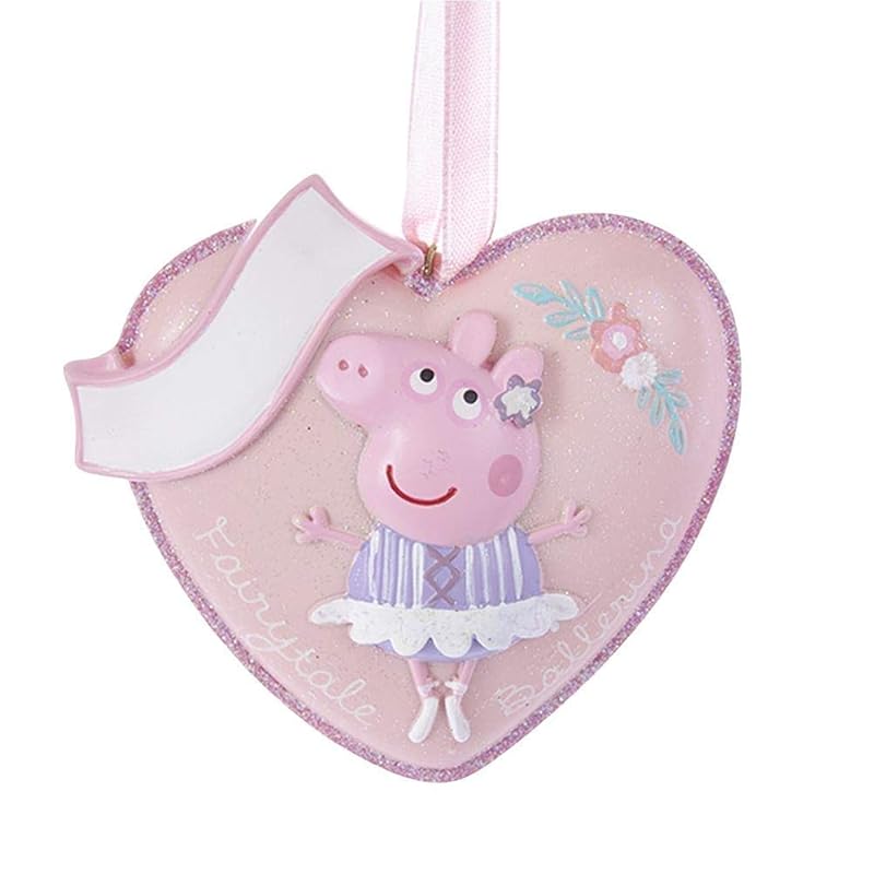 Kurt Adler Fairytale Ballerina Peppa Pig Heart Resin- Christmas Ornament 3.5in розовый