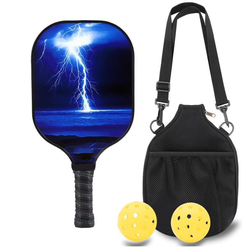 Glass Fiber Pickleball Paddle Set With 4 Balls Carry Bag Lightweight Durable Racket Beginners Recreational Players