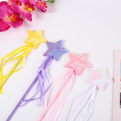 Bonita Varita de Hada de Estrella de Cinco Puntas con Lentejuelas de Fantasía Niños Palo de Hada Regalo de Cumpleaños para Niña Fiesta Halloween Princesa Accesorios Cosplay