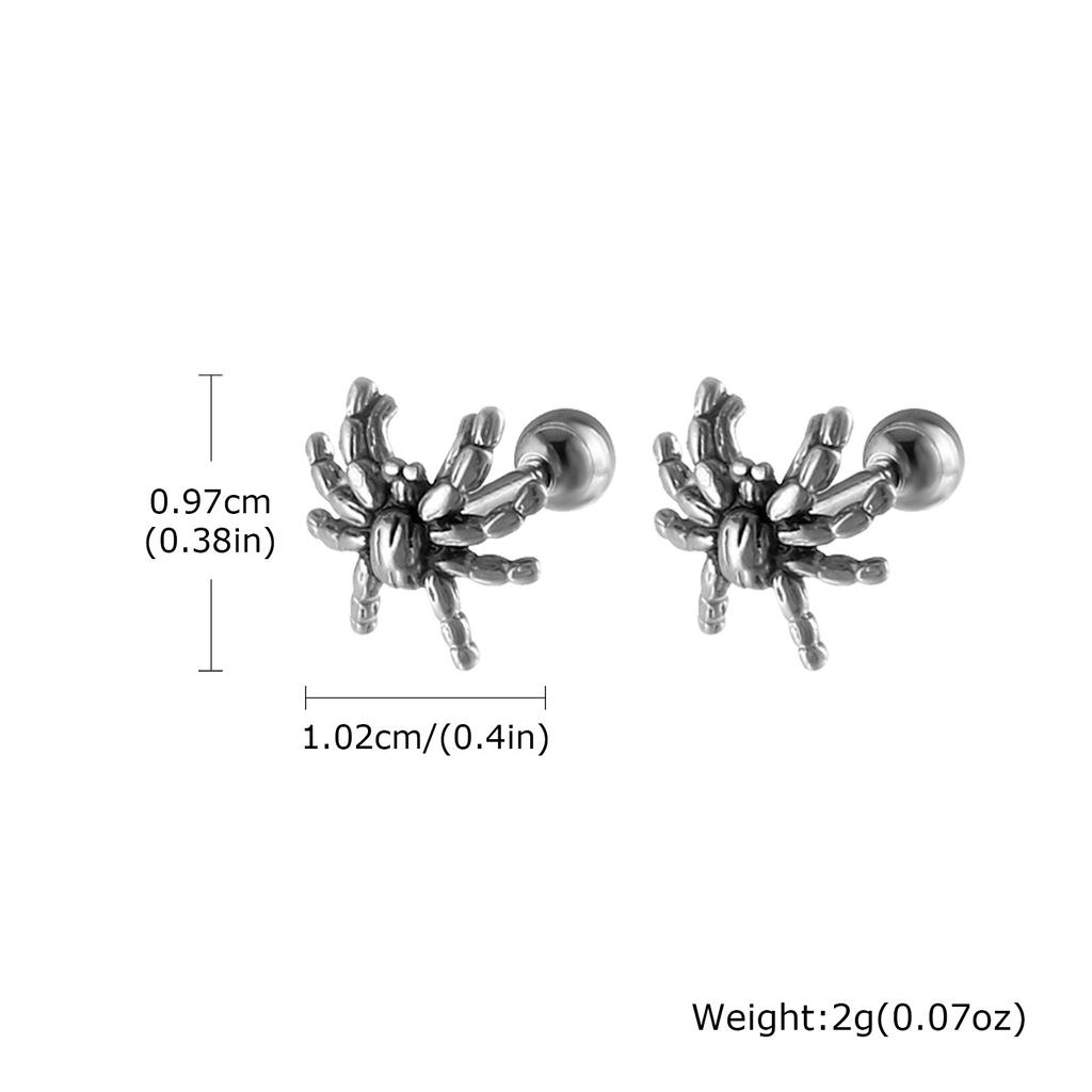 Punk Spider Stud Earrings for Men Women,Vintage Stainless Steel Men Earrings,Hip Hop Cool Halloween Jewelry Gifts