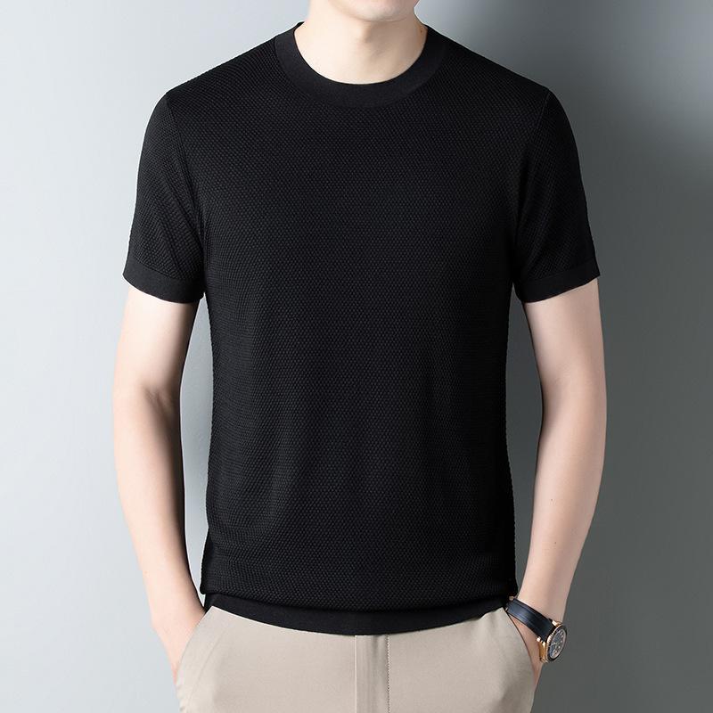Produs Nou de Vară Ac cu Ananas Respirabil Mătase de Gheață Yilite Tricotat Mânecă Scurtă Bărbați Business Modă Casual Mânecă Jumătate Îmbrăcăminte Bărbați