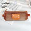 Adorable Small Bear Mesh Pen Bag With Design For Kids And Students