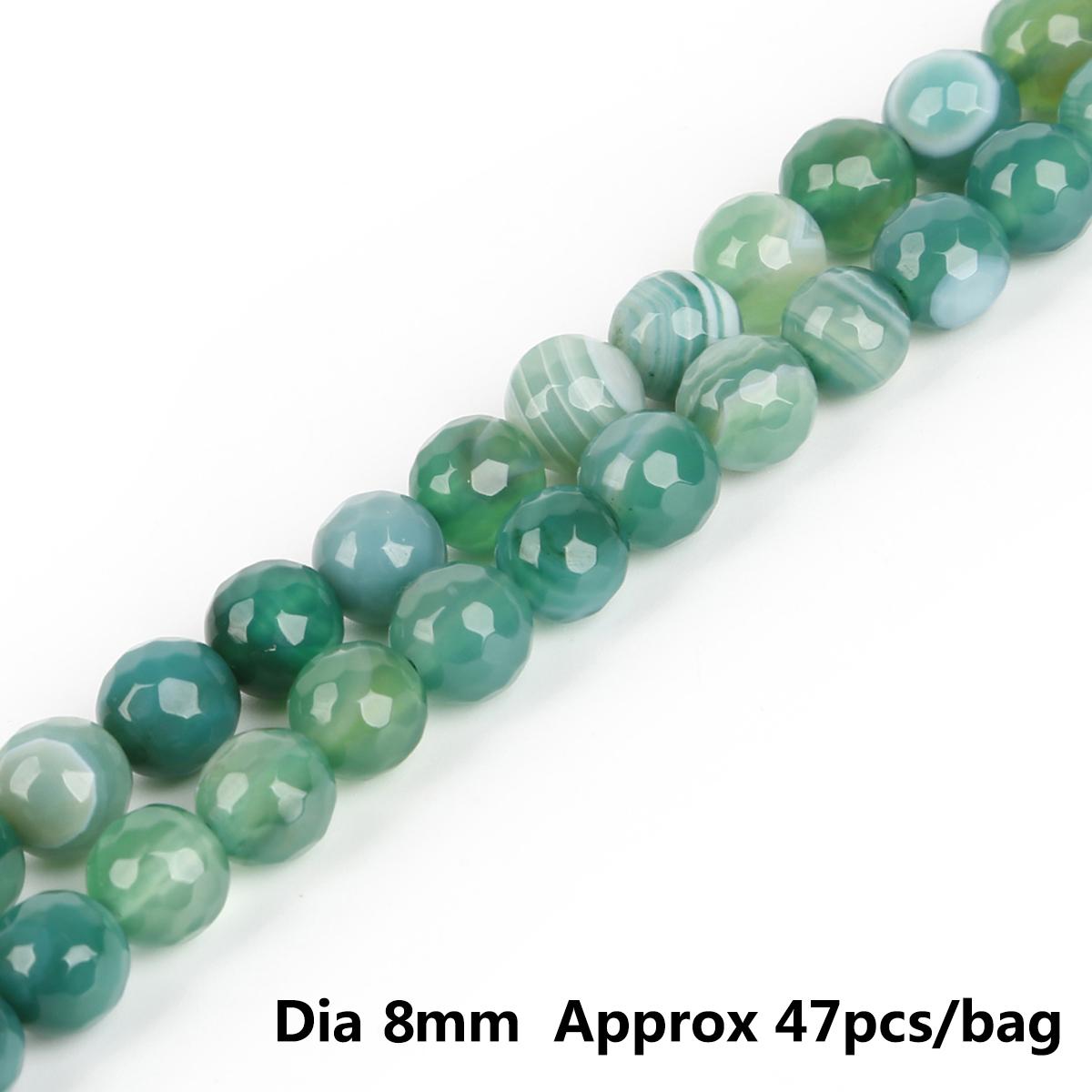 

7 цветов натуральный камень граненые синие фуксии фиолетовые полосы агаты круглые свободные бусины «сделай сам» для изготовления ювелирных изделий аксессуары для браслетов 15 дюймов 8mm 47pcs зелёный