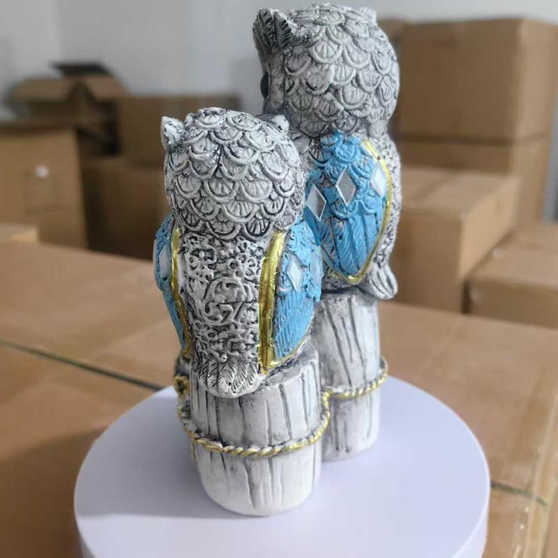 Lucky Owl Statue Shelf Decor Office Ornament Bedroom Modern Table Desk Living Room Gift for Birds Lovers Sculpture Decoration