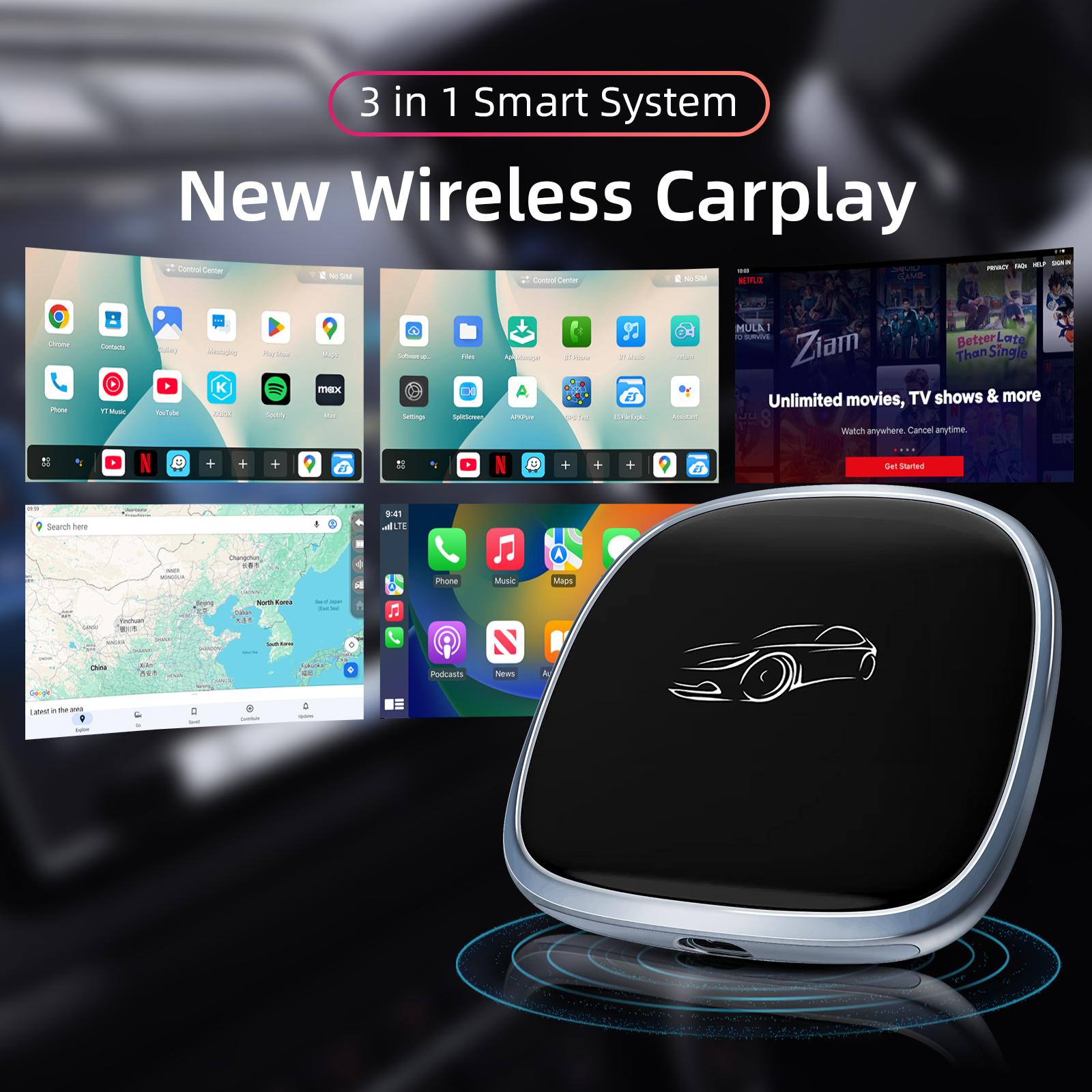 CarPlay Ai Box CarPlay Android Auto Wired To Wireless Android Qualcomm Octa-core 4G+64G Plug and Play