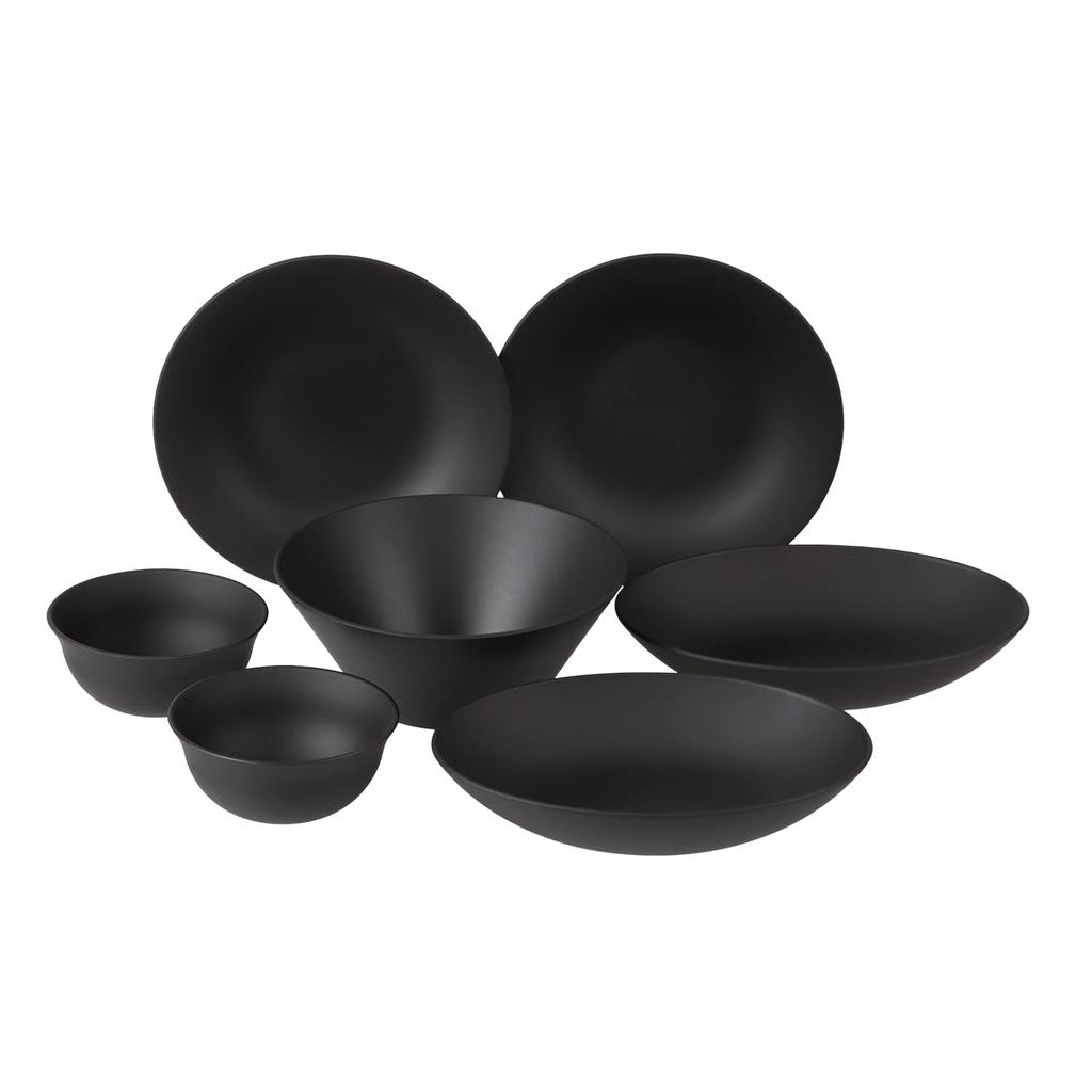 Rebirth Natural Series 7-Piece Dinnerware Set, Perfect for Single Living, Made In Japan, Lightweight, Shatter-Resistant Plastic, Dishwasher and