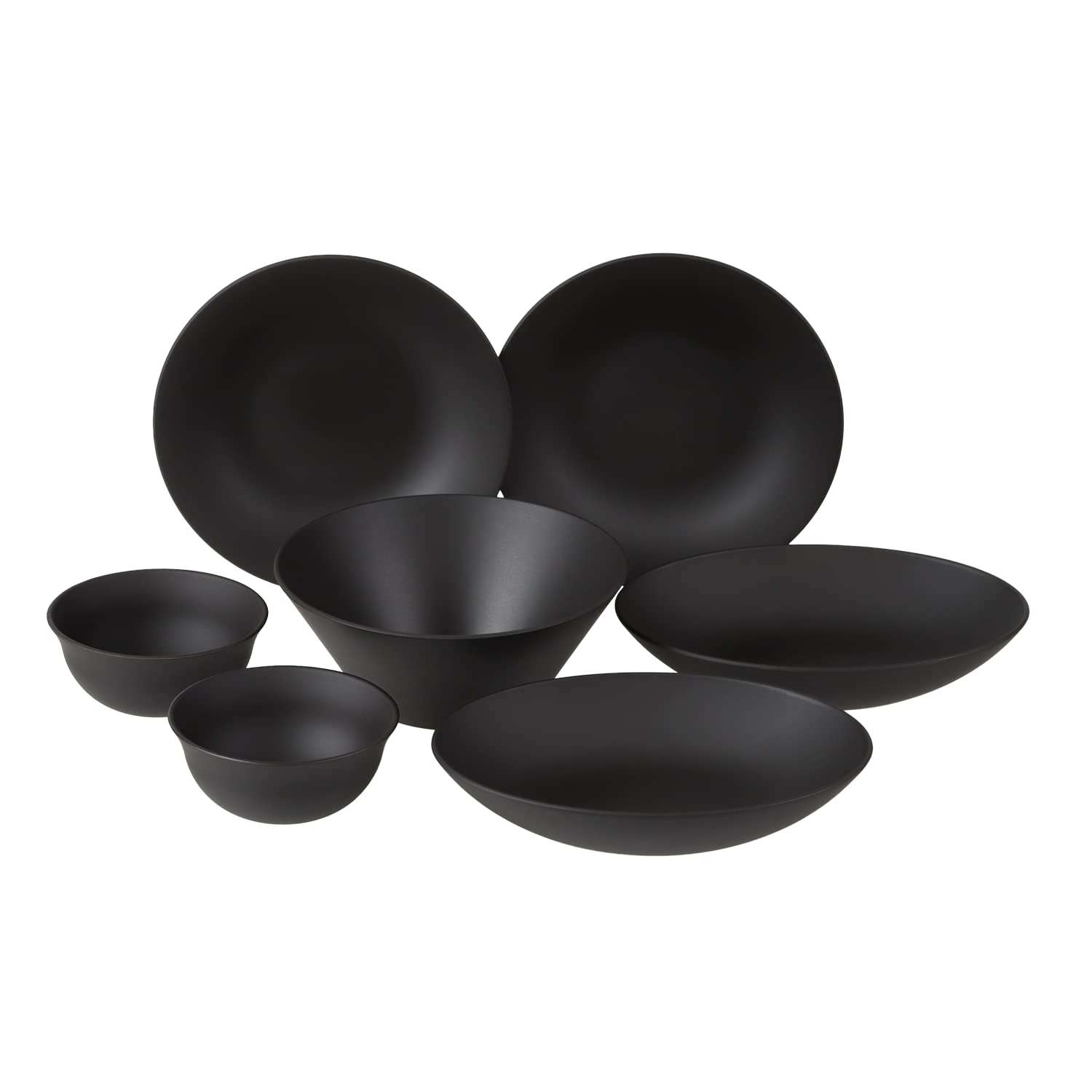 

rebirth Natural Series 7-Piece Dinnerware Set, Perfect for Single Living, Made in Japan, Lightweight, Shatter-Resistant Plastic, Dishwasher and