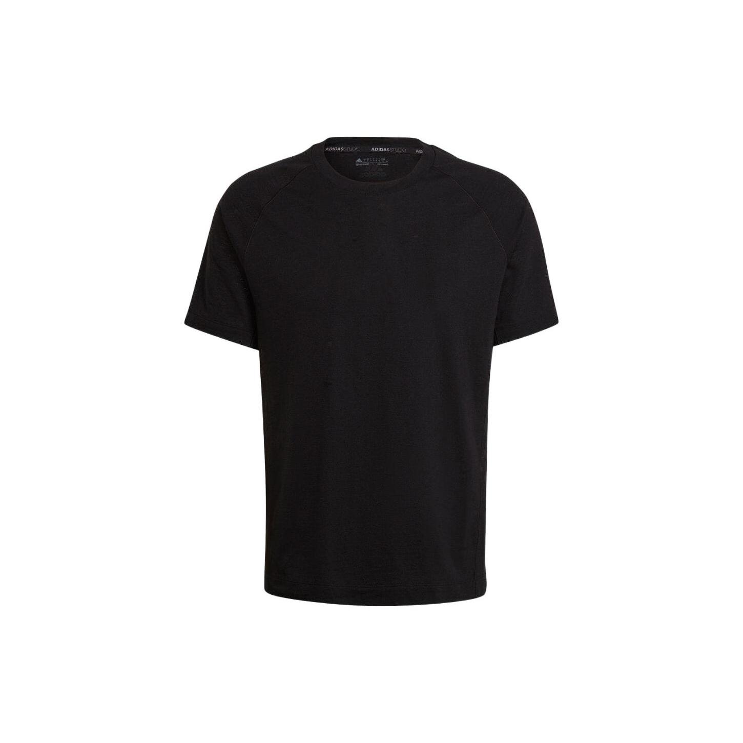 Men s adidas Solid Color Logo Alphabet Printing Round Neck Short Sleeve Black T-Shirt HJ9901 S