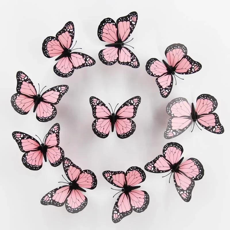 10 pezzi Adesivo Farfalla Monarca 3D Farfalle Finte per Artigianato Decorazione Murale Farfalla Artificiale per Casa Camera da Letto Festa di Matrimonio