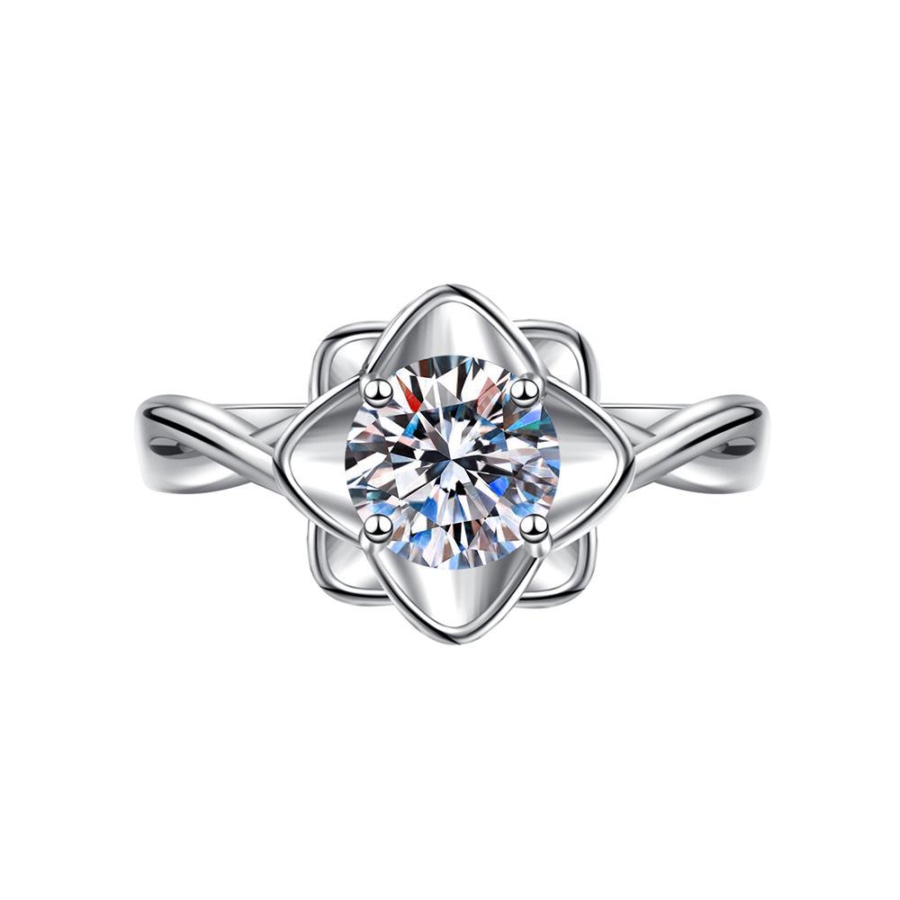 Open Adjustable European and American Style New Imitation Mosane Diamond Adjustable Girls' Ring Fashionable Creative Ring