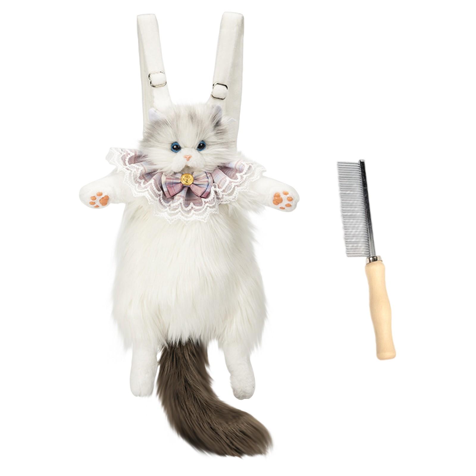 

Рюкзак в виде мягкой игрушки Милый плюшевый рюкзак в виде кошки, Сделанный вручную реалистичный рюкзак в форме кошки для сопровождения плюшевой кошки One Size