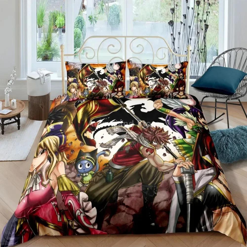 Fairy Tail Bedding Set Anime Duvet Cover Quilt Duvet Cover Sets Home Decor Twin Single Queen King Size Fashion Gift Cartoon